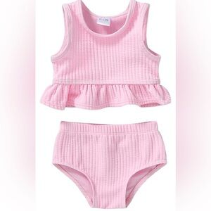YOUNGER TREE Toddler Baby Girls 2PC Swimsuit Sleeveless Ribbed Bikini 6-12M Chic